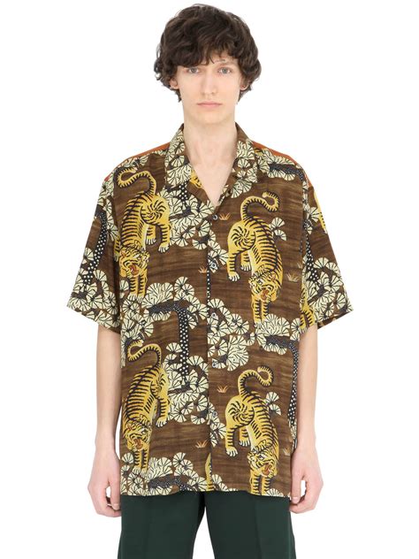 gucci viscose bowling shirt|gucci button down shirt.